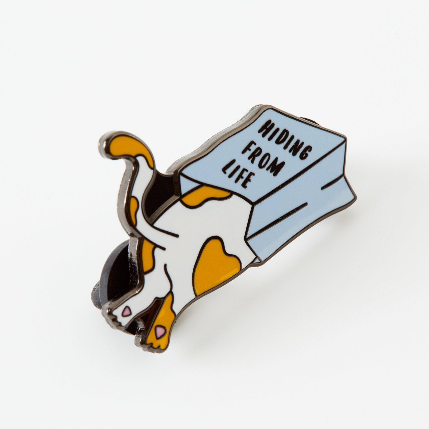 Hiding From Life Cat Enamel Pin Badge