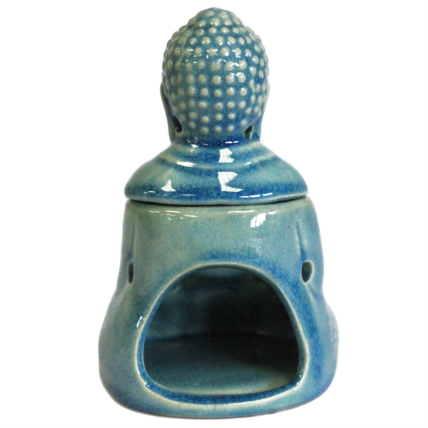 Sitting Buddha Oil Burner - Blue