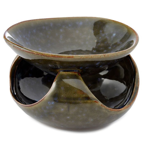 Abstract Dark Mottled Ceramic Oil Burner