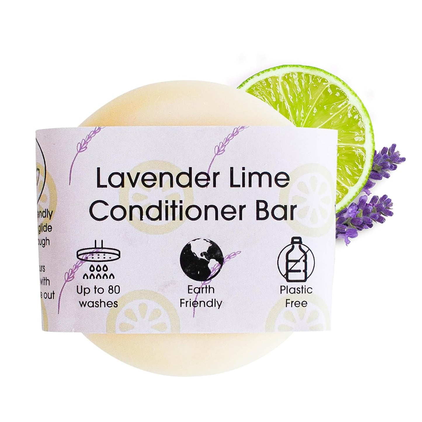 Lavender Lime Hair Conditioner Bar, Natural Hair Care Bar for Frizzy Hair, Vegan Hair Bars, Plastic-Free, No Chemicals & Preservatives, Up to 80 Washes, 60g - The Natural Spa