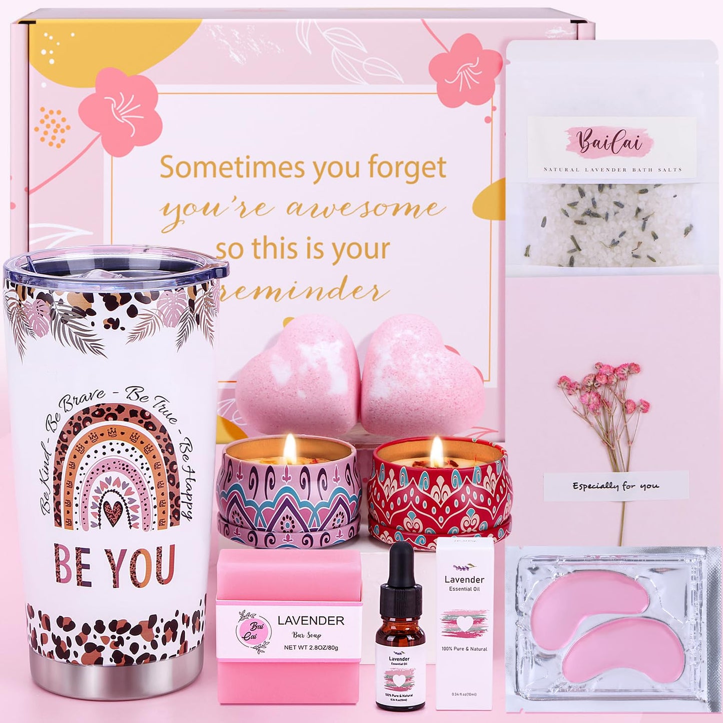 Bath Sets Birthday Pamper Gifts for Women, Unique Skin Care Self Care package for Her Pamper Hampers Kit for Women, Relaxing Spa Set Wellbeing Get Well Soon Gift Ideas for Women Best Friend Sister Mum