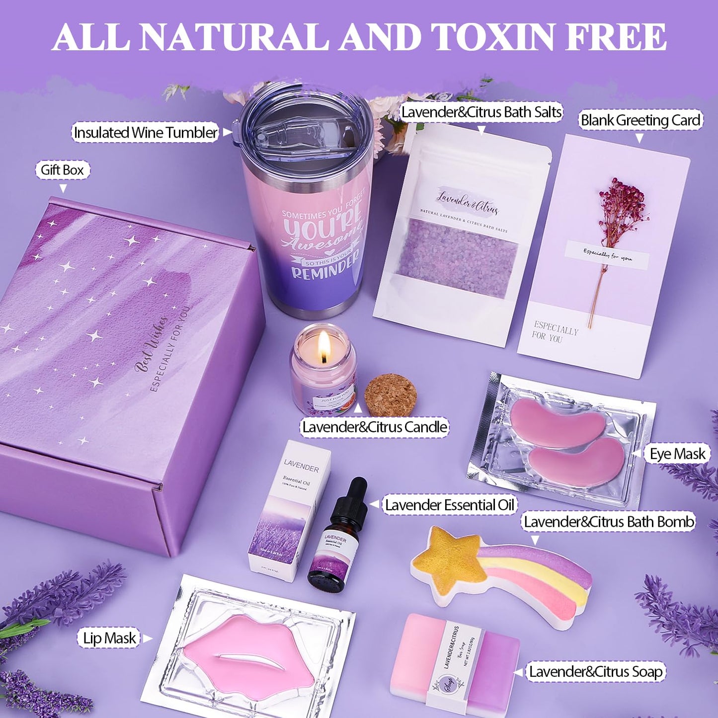 Bath Sets Birthday Pamper Gifts for Women, Unique Skin Care Self Care package for Her Pamper Hampers Kit for Women, Relaxing Spa Set Wellbeing Get Well Soon Gift Ideas for Women Best Friend Sister Mum