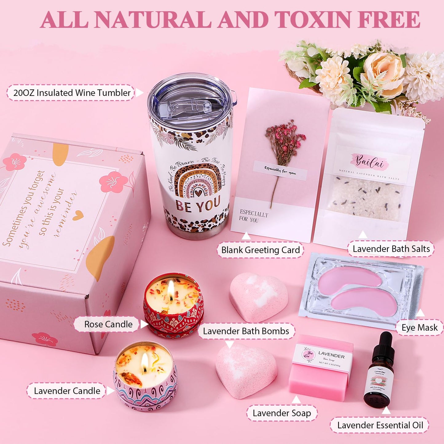 Bath Sets Birthday Pamper Gifts for Women, Unique Skin Care Self Care package for Her Pamper Hampers Kit for Women, Relaxing Spa Set Wellbeing Get Well Soon Gift Ideas for Women Best Friend Sister Mum