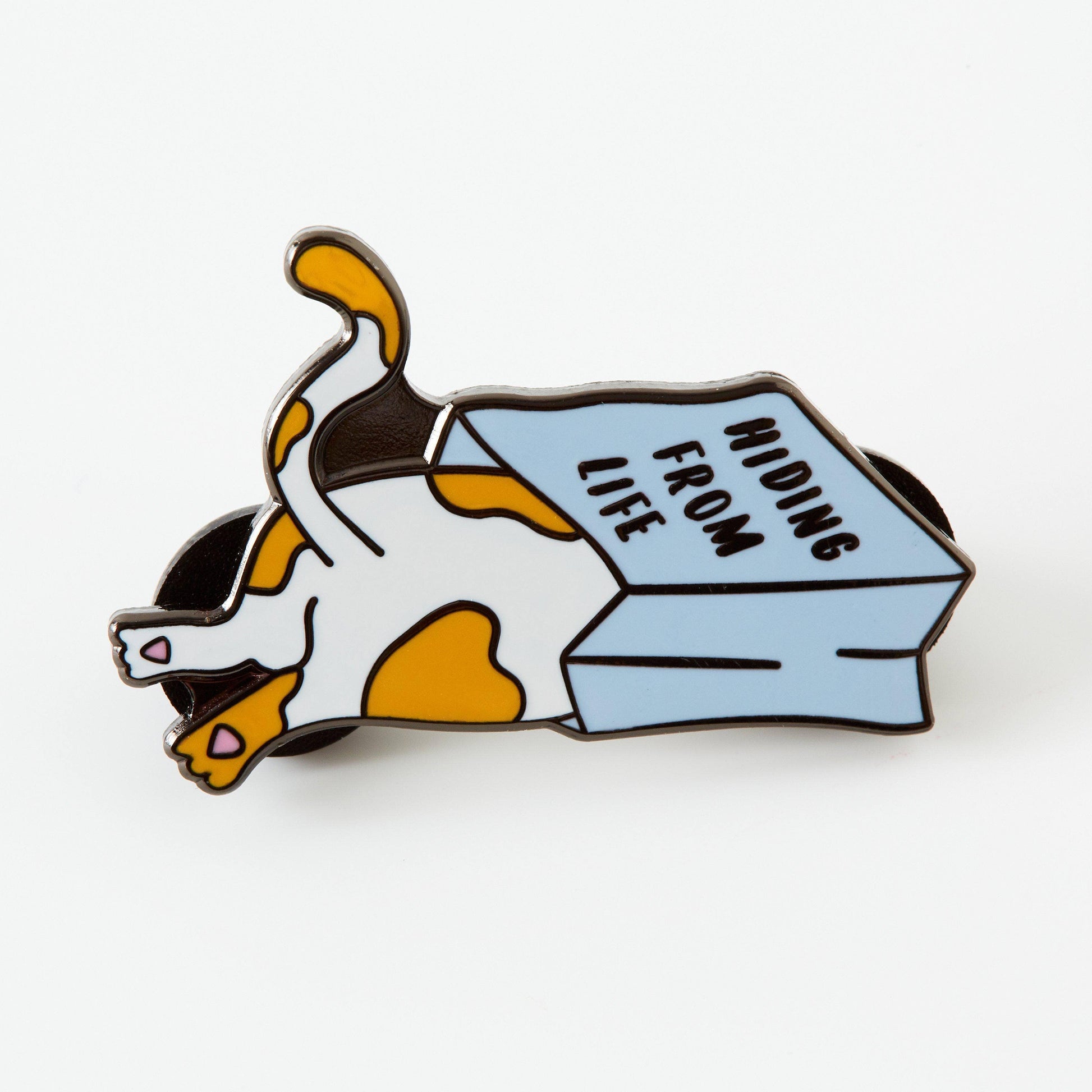 Hiding From Life Cat Enamel Pin Badge