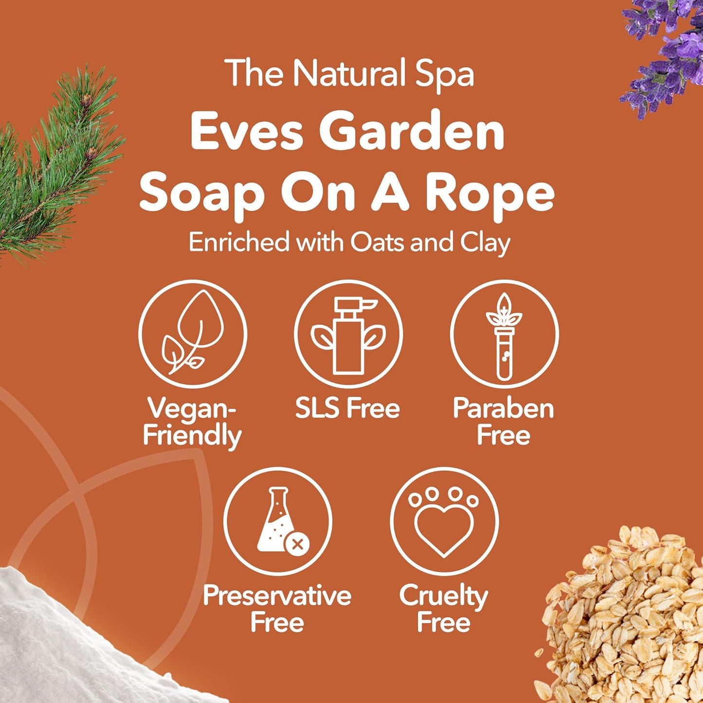 Eves Garden Soap On A Rope, Handcrafted Vegan Soap, Nourishing Bathing Cleansers for All Skin Types, Zero Waste Travel Soap with Cocoa Butter and Almond Oil, 100g - The Natural Spa