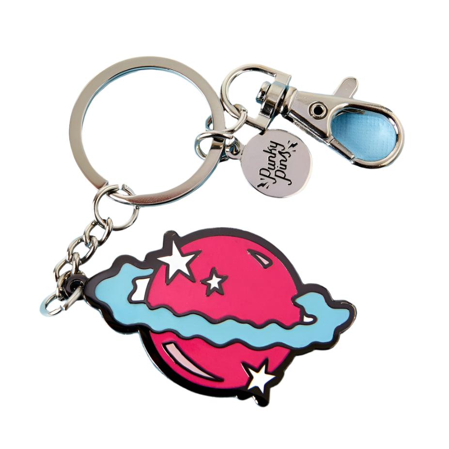 Pink Planet Enamel Keyring