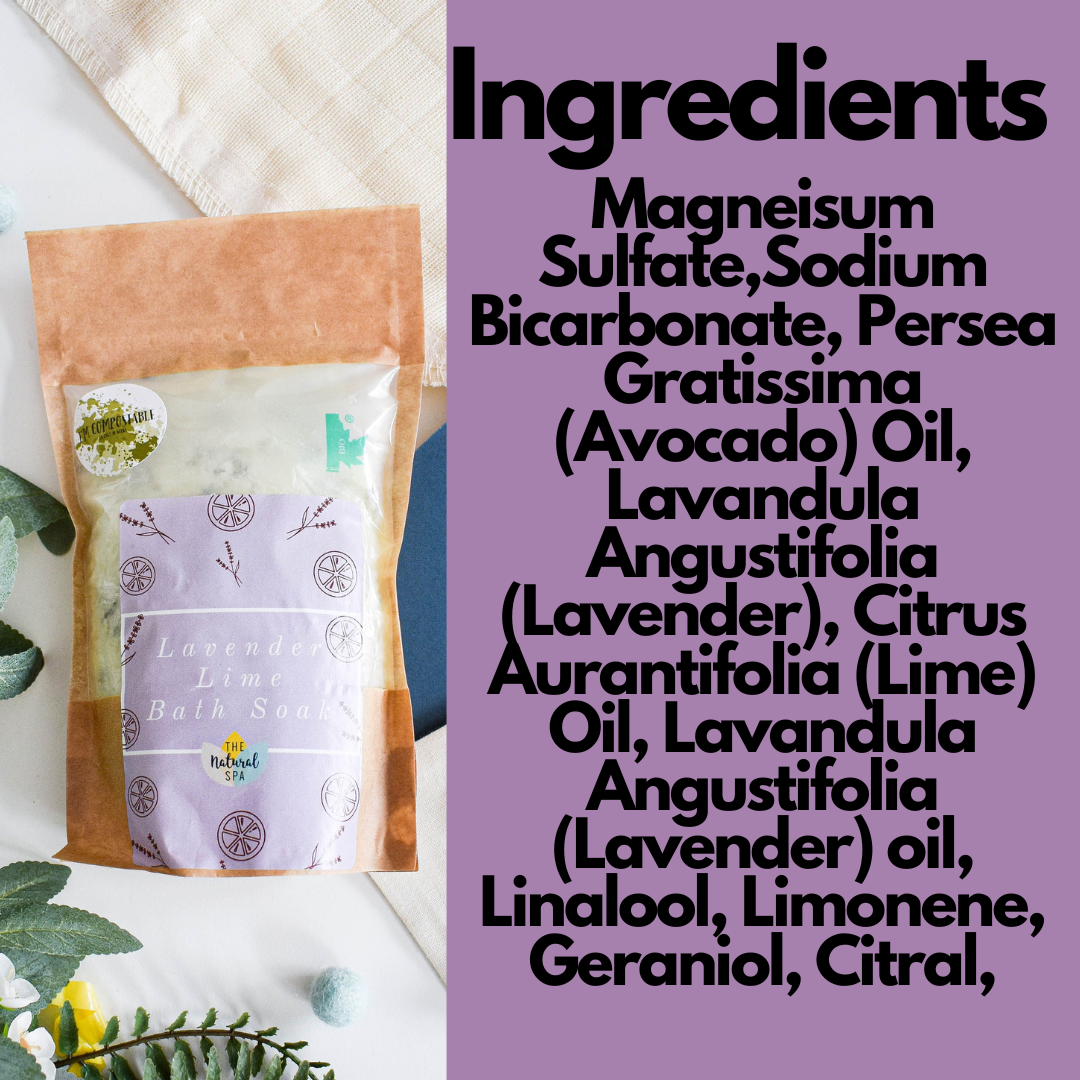 225g Lavender and Lime Bath Soak - Compostable pouch