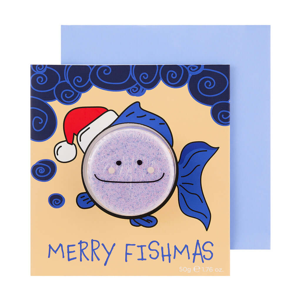 Blueberry Bath Bomb 'Merry Fishmas' Card