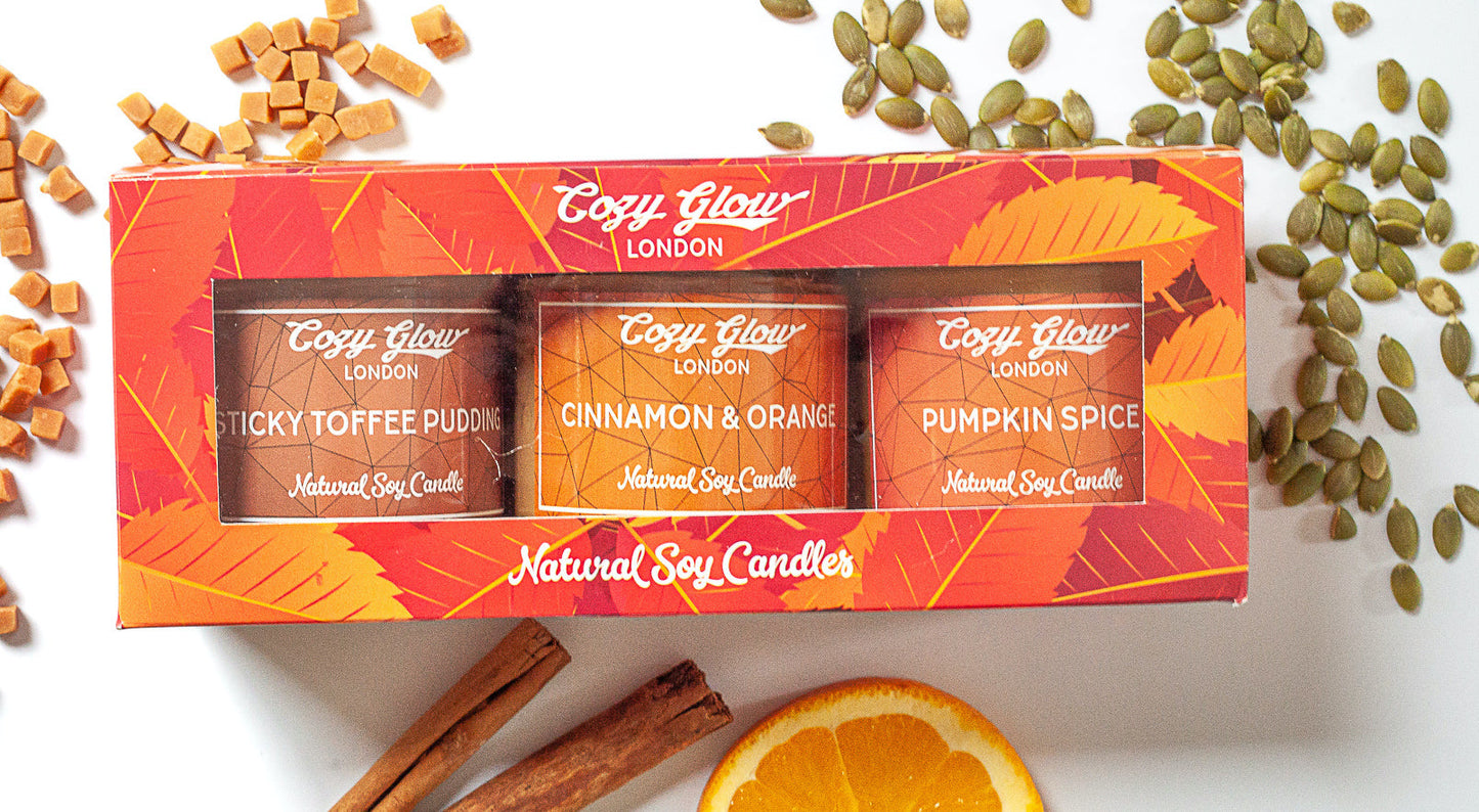 Autumn Trio Gift Box - Pumpkin Spice, Fireside and Pecan Pie