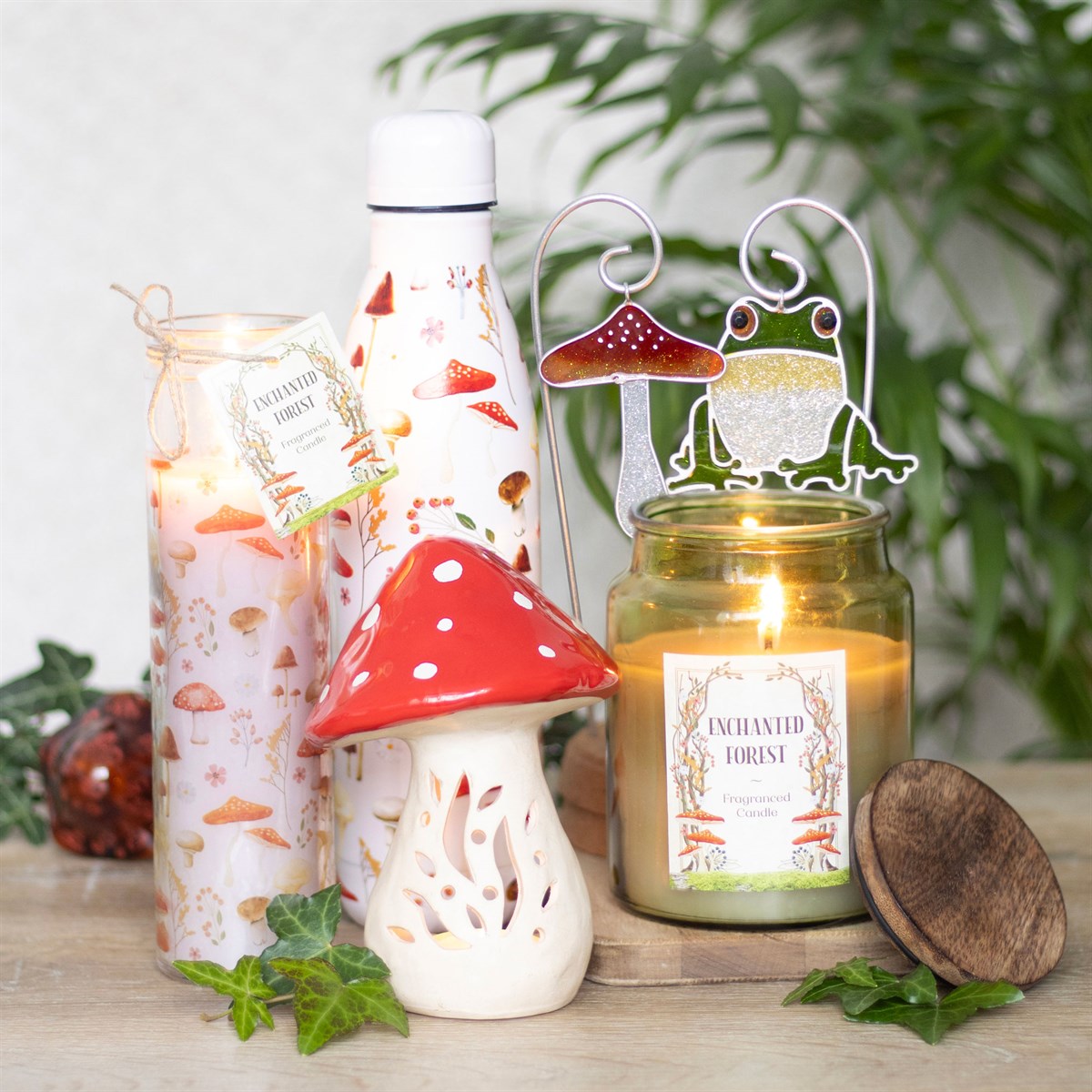 Mushroom Print Enchanted Forest Tube Candle