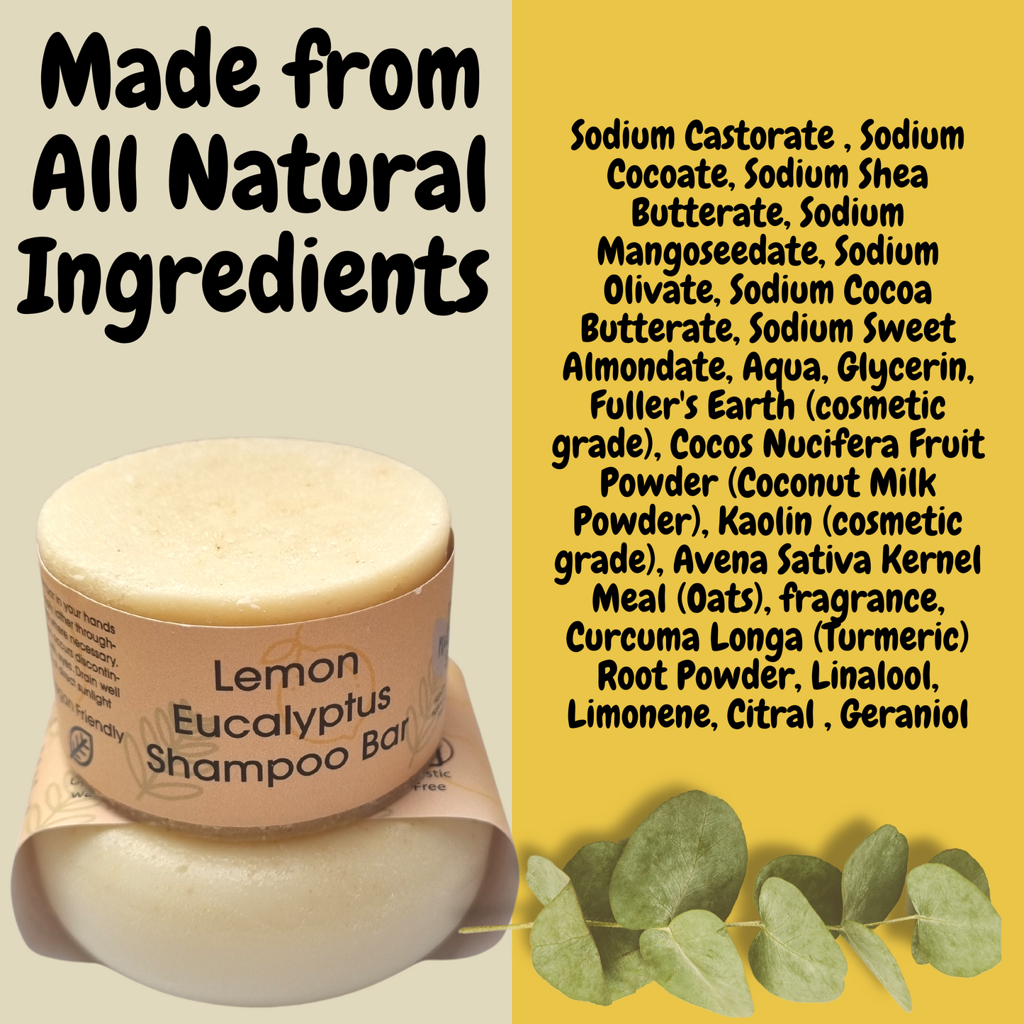 Lemon Eucalyptus Shampoo and Conditioner Bar set