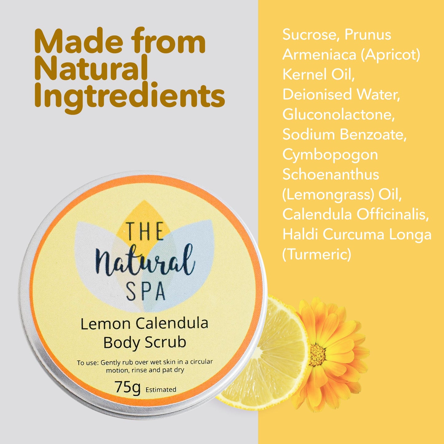 Lemon Calendula, Body Scrub - 3 different size option