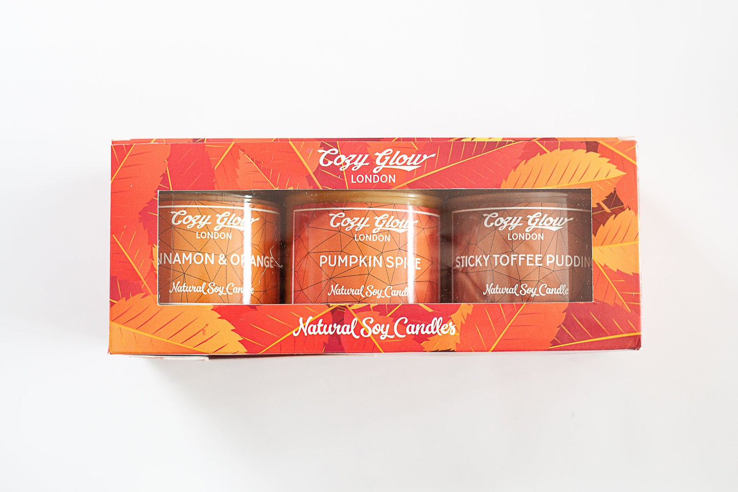 Cozy Glow Halloween Regular Soy Candles Trio
Pumpkin Spice, Cinnamon & Orange, & Sticky Toffee Pudding